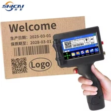 Handheld inkjet printer prints production date, logo text, barcode, QR code