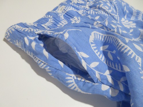 Gr. M Joie Palazzo Hose 100% Leinen PULL ON weites Bein blau Blumen Coastal Beachy - Bild 9 von 15