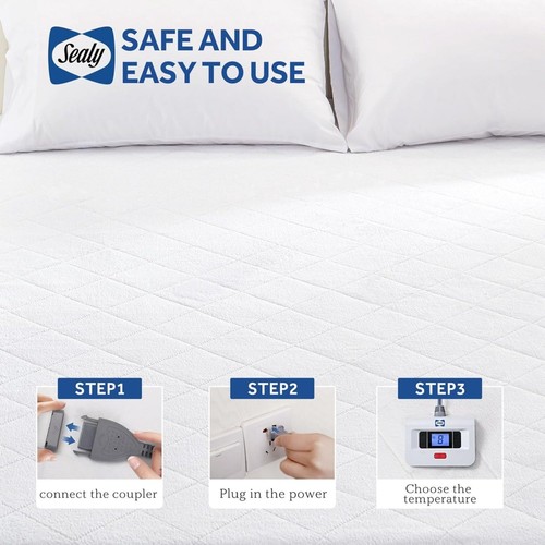Sealy Heated Mattress Pad Full Size with Plush Top, Coral Fleece Electric - Picture 8 of 8