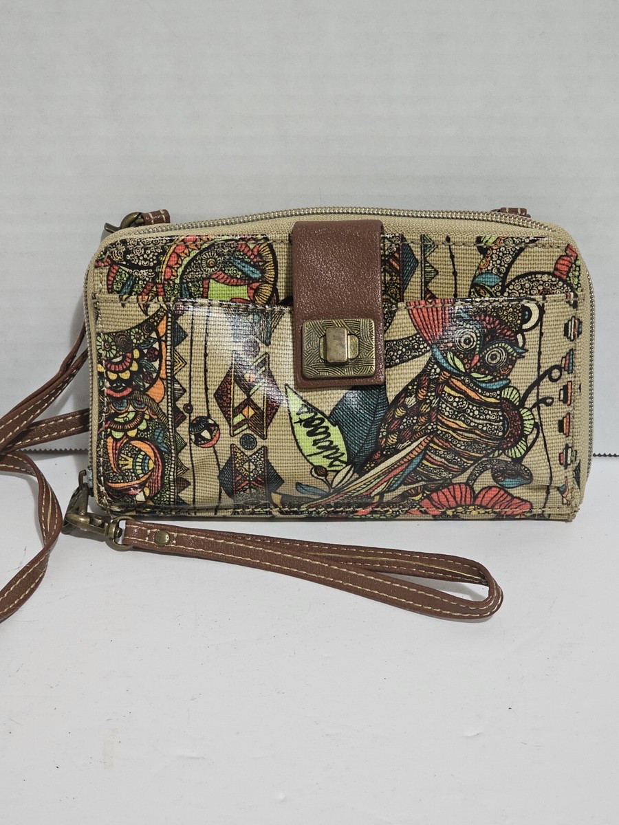 Sakroots Artist Circle Crossbody Purse Wristlet Wallet Clutch SPIRIT DESERT  OWL