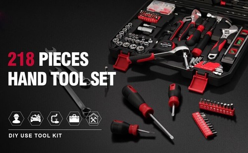 218Pcs Household Tool Kit Auto Repair Tool Set Socket Kit & Toolbox Storage Case - Picture 11 of 12