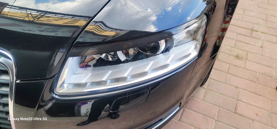 Faro de cejas de fibra de carbono real para Audi A6 C6 4F 05 11 Foto 2 de 4