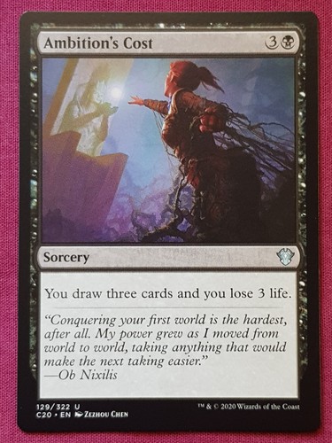 Magic The Gathering COMMANDER 2020 C20 AMBITION'S COST black card MTG - Foto 1 di 2