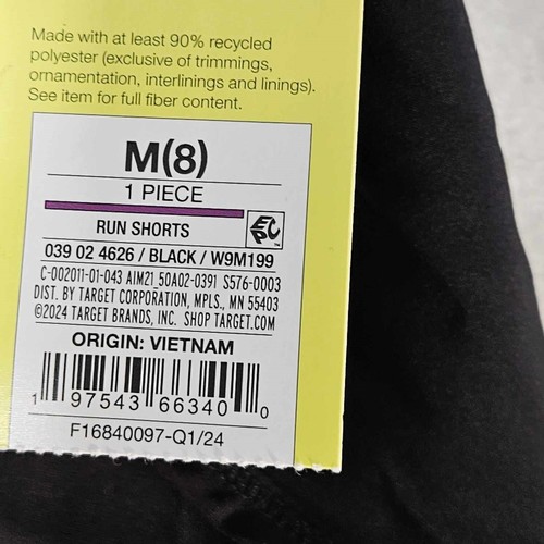 All In Motion Run Shorts Girls Size M(8) Liner Elastic Waist Black - Picture 11 of 12