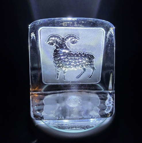Nybro Sweden Paul Isling Ram Zodiac Aries Vintage Art Glass Paperweight 3.25" - Picture 2 of 7