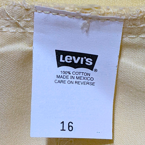Vintage Levi's Dyed Denim Bermuda Shorts Youth 16 (26x10) Yellow Blue Y2K Rare - Picture 3 of 8