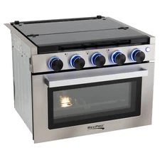 RV Stove Gas Range 17" Tall Optional Vented Range Hood Stainless Steel Finish