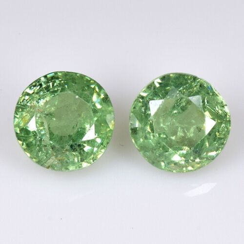 1,25 quilates y 5 mm_ GRANATE DEMANTOIDE NATURAL SIN CALEFACCIÓN 5 mm PAR DE PIEDRAS PRECIOSAS SUELTAS REDONDAS - Imagen 2 de 12