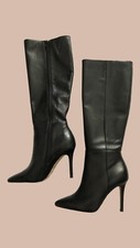 Aldo Black Real Leather High Heel Boots Size Uk5