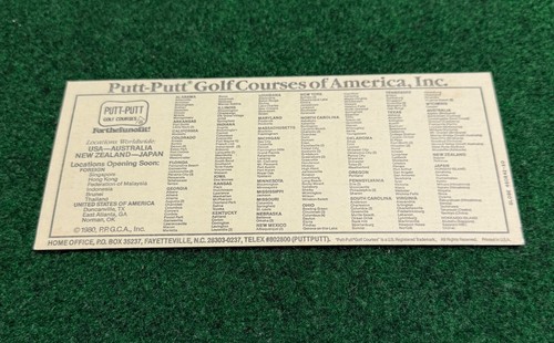 Vintage PUTT-PUTT Golf Score Card (1980) PPA Professional Putters Association - Picture 5 of 8