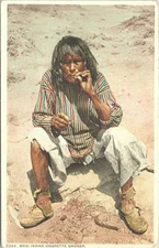 Illustrated Post Card Moki Indian Cigarette Smoker early 1900s