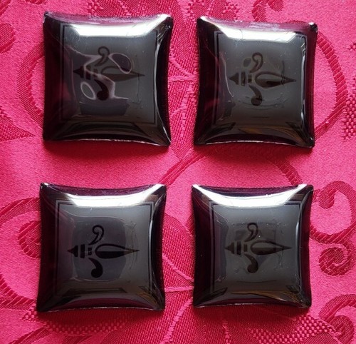 Card Mates Smoke Glass & Gold Leaf Petite Trays Set Of 4 Butter pat Vintage - Picture 3 of 6