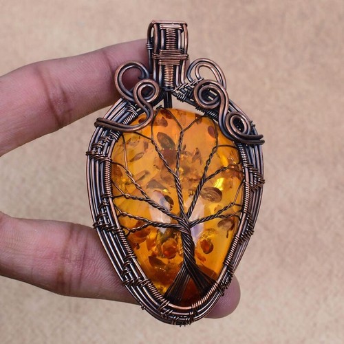 Tree Of Life Baltic Amber Pendant Handmade Copper Wire Wrapped Pendant t - Picture 1 of 5