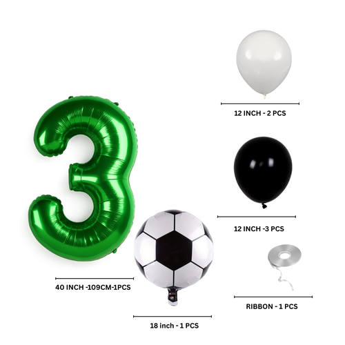 Football Birthday Balloons Set for Boys 40" Foil Number Soccer Latex Party kit - Picture 30 of 42
