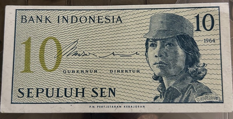 INDONESIA 🇮🇩 10 Sepuluh Sen 1964 Bank of Indonesia Banknote Paper Note Bill