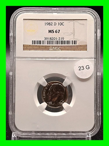 Stunning 1982-D Roosevelt Dime NGC MS67 Spotless ~ Very Hard To Find 