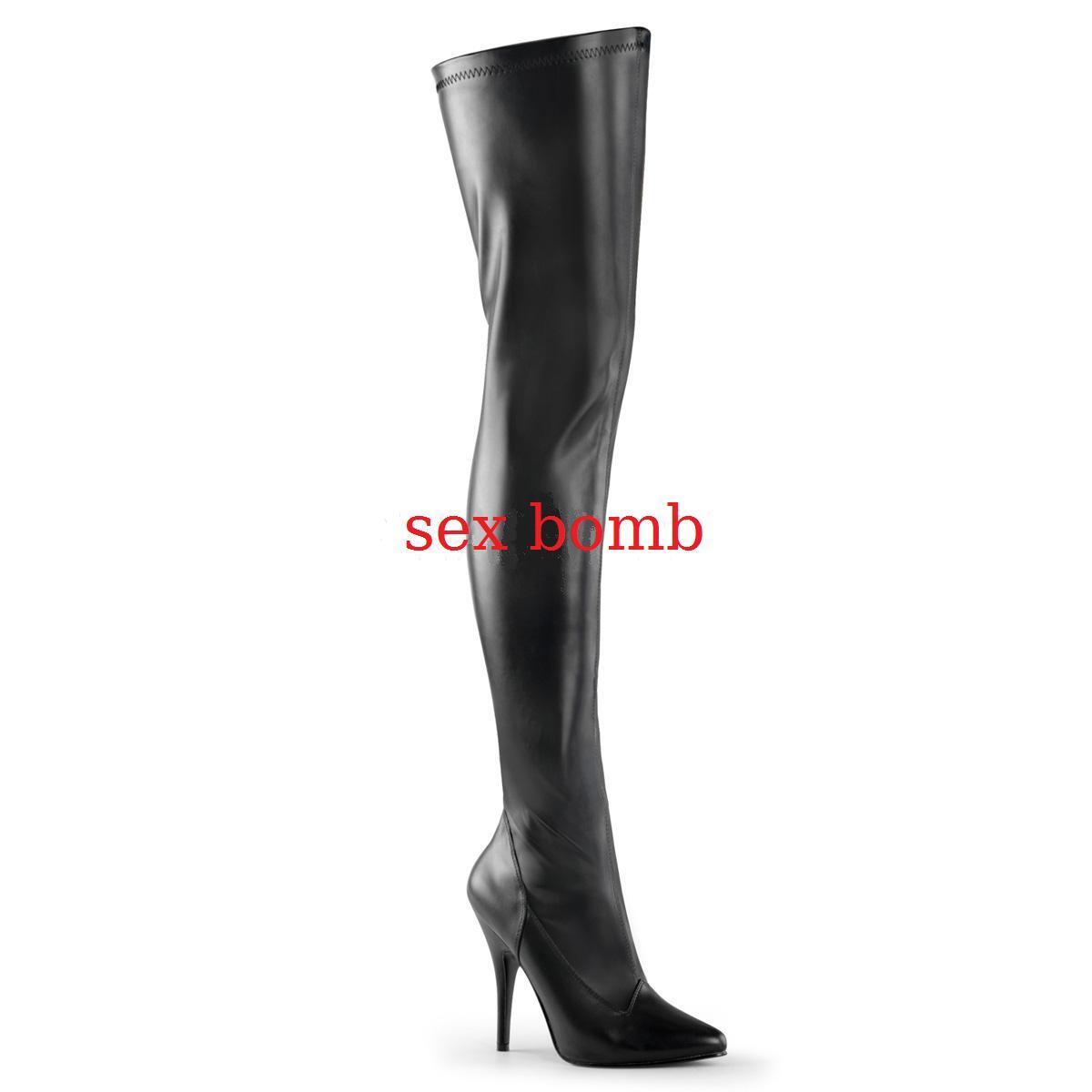 Sexy STIVALI COSCIA tacco 13 dal 36 al 46 black OPACO zip laterale GLAMOUR club Sexy STIVALI COSCIA tacco 13 dal 36 al 46 black OPACO zip laterale GLAMOUR club