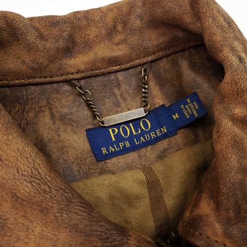 Polo Ralph Lauren Leather Jacket UK 12 /US Medium Brown Biker Sheepskin PRISTINE - Picture 3 of 24