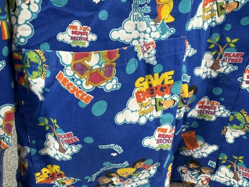 Scrub Coat Fun Earth Friendly Sz Small Snap Up Long Sleeve UA Uniform Advantage - Picture 4 of 17