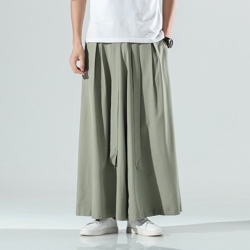 Pantaloni da uomo larghi larghi larghi vita elastica vita larga pantaloni tasca solida - Foto 5 di 14
