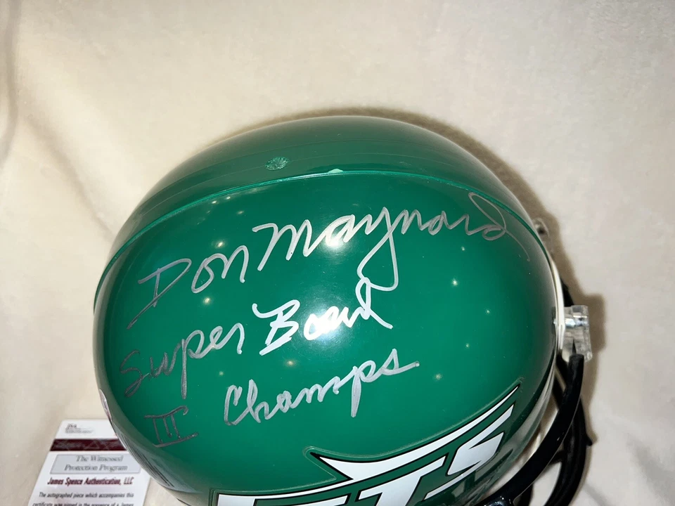 DON MAYNARD AUTOGRAPHED FULL SIZE CUSTOM REP HELMET NEW YORK JETS SB 3 JSA COA - Image 3 of 4