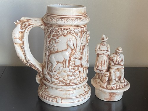 Large Collectible Beer Steins W/ Deer Hunting Seen - Rhienheim German - Picture 10 of 12