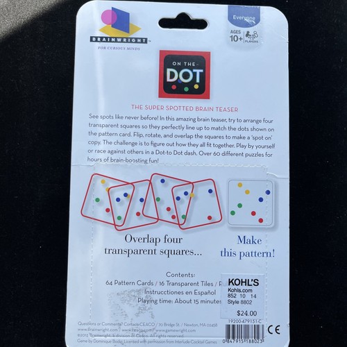 Brainwright ON THE DOT Brain Teaser Puzzle Family Card Game Travel New - Picture 5 of 7