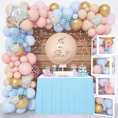 164PCS Gender Reveal Balloon Boxes Decorations, Pink and Blue Balloon Garland Ki - Picture 12 of 12