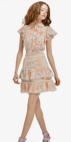 Nueva con etiquetas Blusa Camisa Recortada Alice + Olivia Bordada Ojales Cavan Spring $350 - Imagen 4 de 11