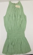Ramy Brook NY Wms XL Mini Halter Dress Sleeveless Smocked Waist Pistachio NEW