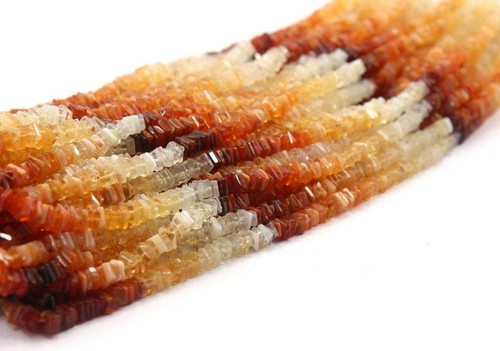 16" Long Beautiful Fire Ethiopian Opal Beads Gemstone Smooth Heishi Size 4 mm - Picture 3 of 5