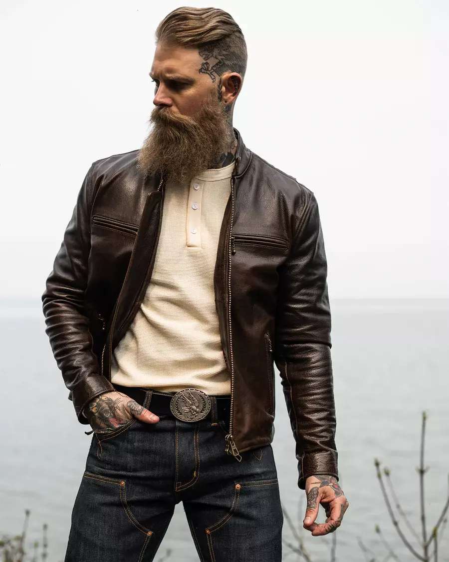 Mens light leather clearance jacket