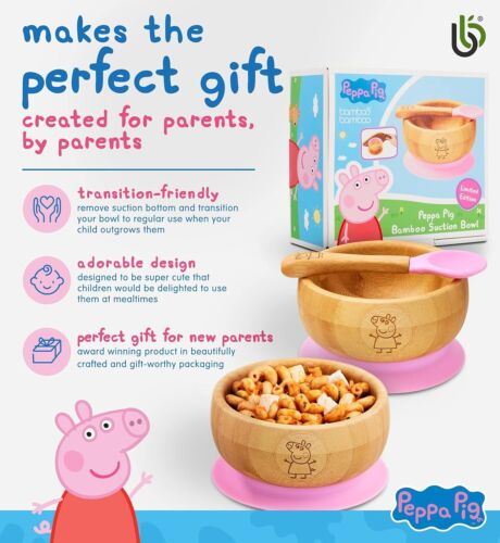 Peppa Pig Bamboo Weaning Tableware - BNIP - Toddler Feeding Suction Plate / Bowl - Picture 9 of 30