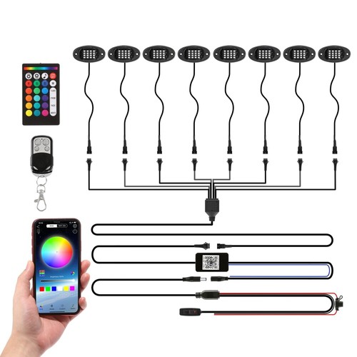 8PCS LED RGB Rock Lights Pod Under Glow Offroad 4WD Pickup bluetooth APP Control - Picture 9 of 12
