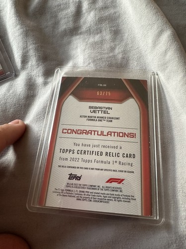 2022 Topps Formule 1 F1 Relics Green 63/75 Sebastian Vettel #F1RL-SV - Photo 2 sur 2