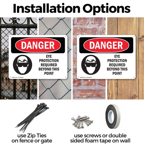 (2 Pack) Eye Protection Required Beyond This Point OSHA Danger Sign Decal Metal - Bild 3 von 23
