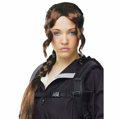 Hunger Games Katniss Everdeen District Women Adult Brown Wig Braid - Picture 1 of 1