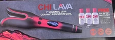 CHI Lava 1"  Volcanic Lava Ceramic Pro Spin N Curl Hair Curler  Travel Set  3636