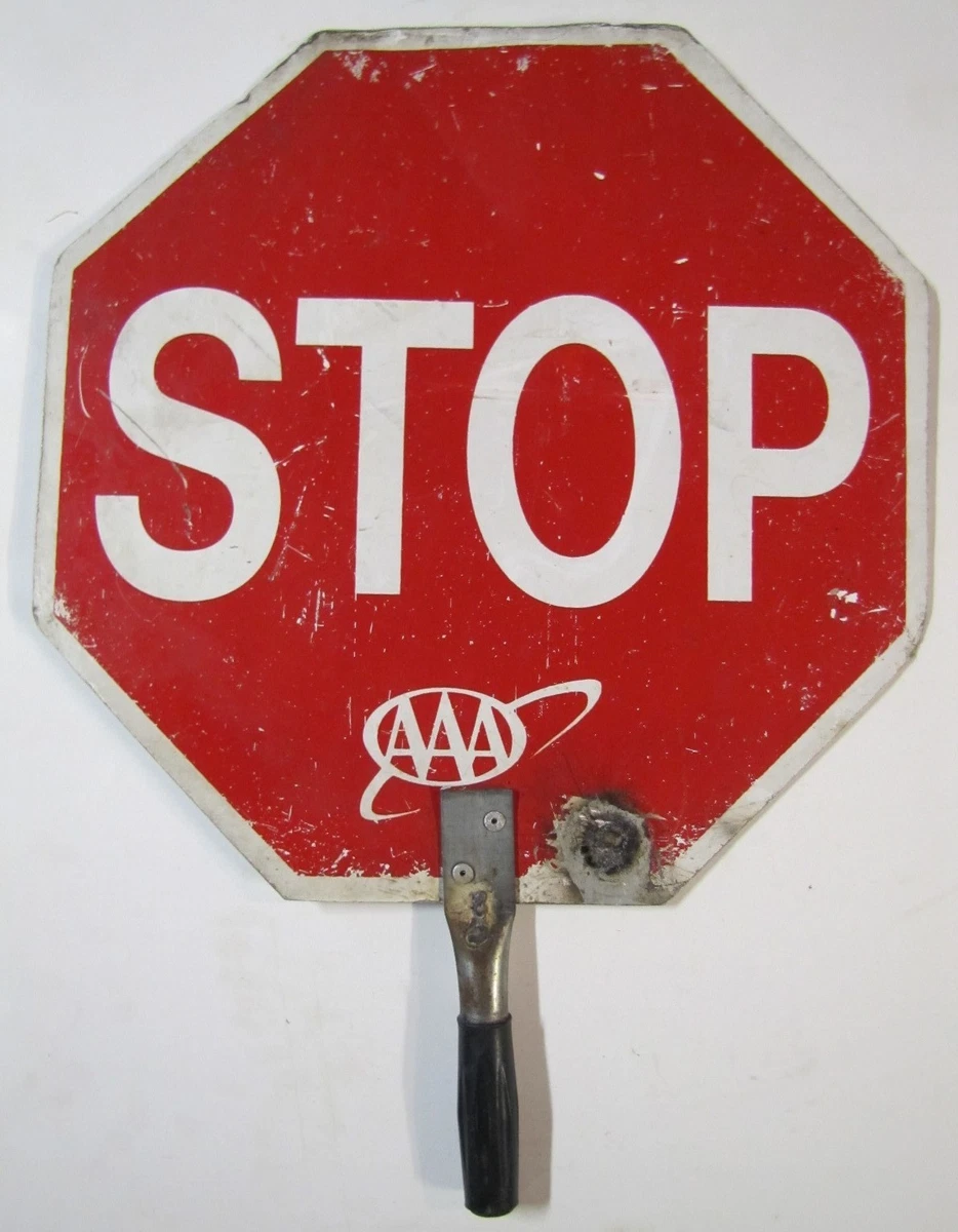 AAA STOP Safety Sign Old Double Sided Hand Held Crossing Guard ...