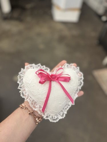 Small Decorative Pink Hanging Pillow/Wedding Small Ring Bearer Pillow - Picture 3 of 4