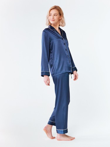 SIORO Conjunto de pijama de satén de seda para mujer Manga larga Prendas para dormir Pantalones Conjunto de pijama Ropa de dormir - Imagen 58 de 99
