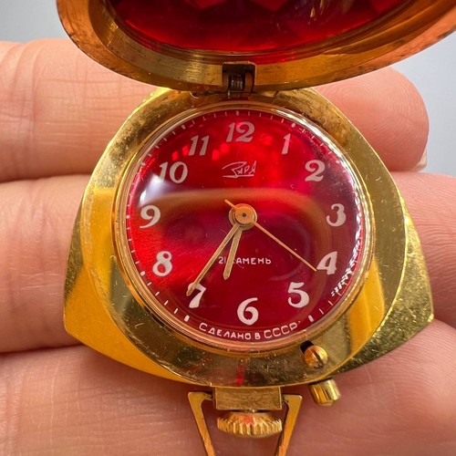 Reloj colgante Zaria vintage coleccionable URSS para mujer joyería dorado AU5 pasaporte - Imagen 5 de 7