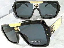 Classic Hardcore Biker Gangster Hip Hop Rapper SUNGLASSES Black Frame Dark Lens