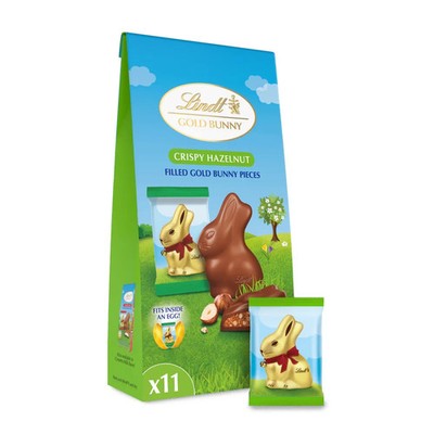 Lindt Gold Bunny 11-Count CRISPY HAZELNUT Filled Milk Chocolate ** BB 8/2026 **