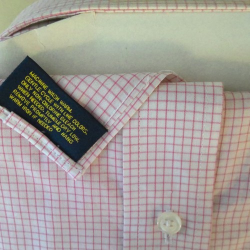 New Club Room Men's Dress Shirt Easy Care Button Down Pink & White NWT Sz XXL - Picture 3 of 4
