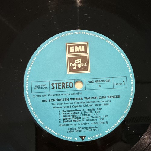 Die Schonsten Wiener Walker Vinyl Record Viennese Waltzes EMI 12C253-33231 Bibl - Picture 4 of 6