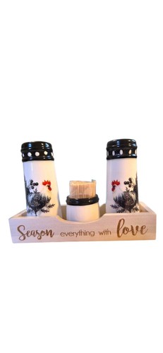 Woobud Rooster Salt & Pepper Shakers Toothpick Holder Set Caddy Country Farm - Picture 4 of 6