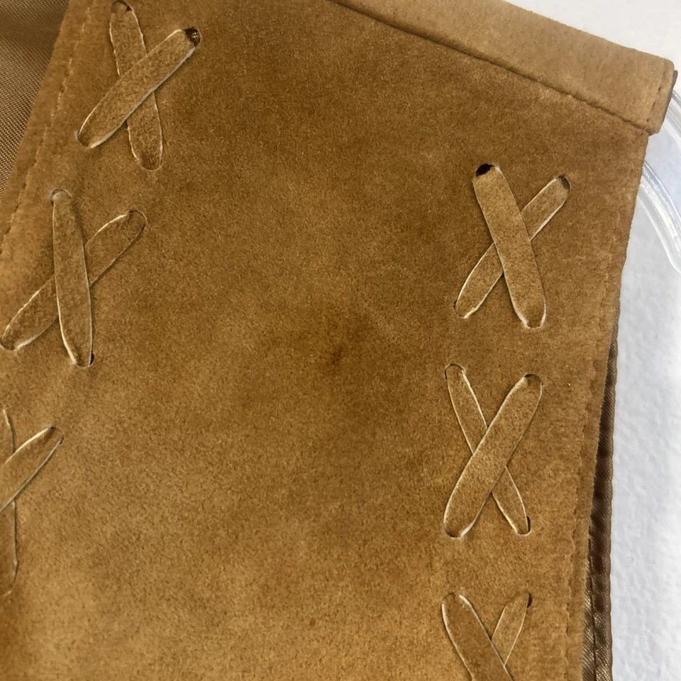 Chaleco a presión vintage de gamuza bechamel. Chaleco de encaje nativo con bolsillos delanteros* Foto 3 de 4