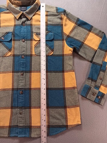RCVA Men's Checkered Button-Up Sz. Large Yellow & Blue Long Sleeve - Picture 13 of 15