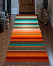Striped  Boho Area Non Slip Runner Rug,Colorf...